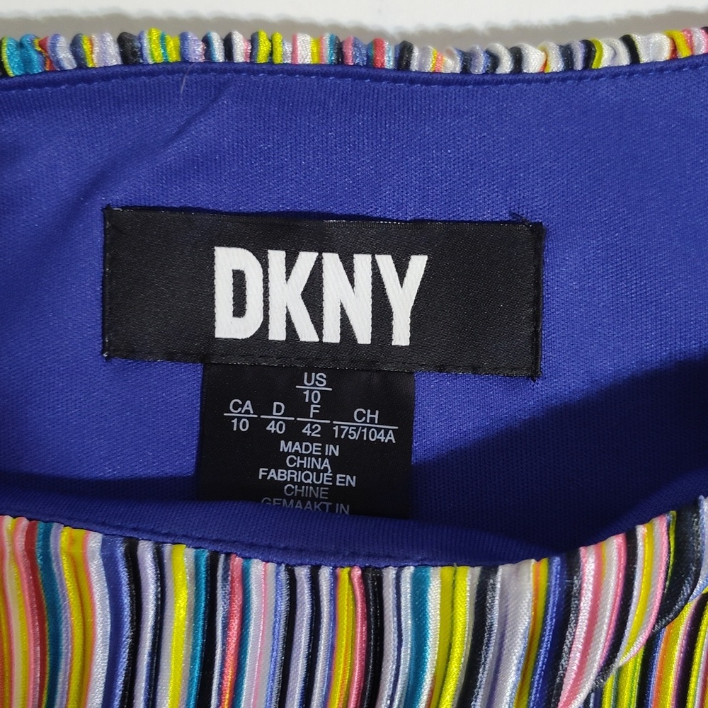 DKNY Colorful Striped Knee Length Dress Missing Belt Size 10 - Picture 6 of 11